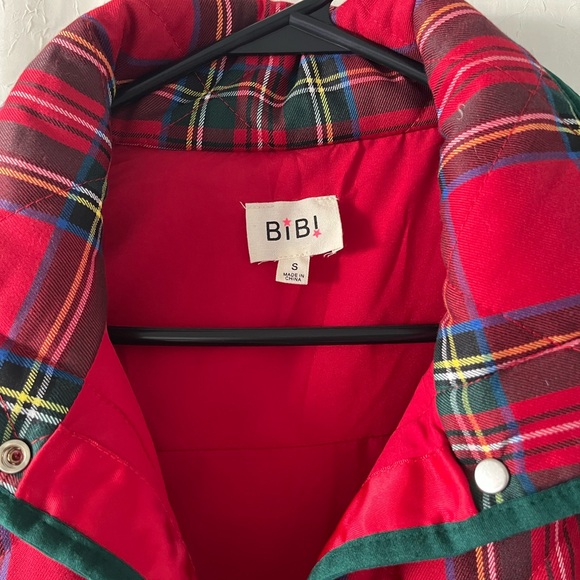 BiBi Tartan Plaid Vest with Red and Green Accents - Picture 2 of 3